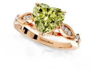 Solitaire Engagement Ring Setting for Fancy Yellow Heart-Shaped Center with Marquise and Bezel Accents and Prong Head in Rose Gold