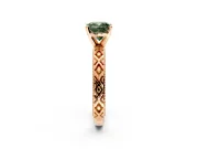 Solitaire Engagement Ring Setting for Fancy Green Cushion Cut Center with Milgrain X Pattern Band and Prong Head in Rose Gold