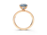 Solitaire Engagement Ring Setting for Fancy Blue Princess Cut Center with Thin Rounded Plain Band and Prong Head in Rose Gold