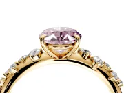 Cluster Engagement Ring Setting for Fancy Pink Oval Center with Round Cut Accent Band and Prong Head in Yellow Gold