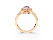 Starburst Halo Engagement Ring Setting for Fancy Pink Marquise Center with Flat Cathedral Band and Prong Head in Rose Gold
