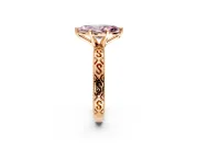 Solitaire Engagement Ring Setting for Fancy Pink Marquise Center with Scrollwork Band and Prong Head in Rose Gold