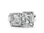 Asscher Cut and Emerald Cut Lab-Grown Diamond Toi et Moi Engagement Ring with Prong-Set Stones in Sterling Silver