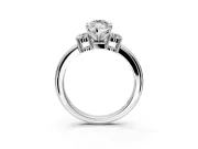 3 Stone Engagement Ring Setting for Marquise Center with Wide Plain Band and Prong Head in White Gold
