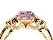 Cluster Engagement Ring Setting for Fancy Pink Cushion Cut Center with Bezel Accent Clusters and Prong Head in Yellow Gold