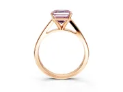 Solitaire Engagement Ring Setting for Fancy Pink Asscher Cut Center with Tapered Split Shoulders and Prong Head in Rose Gold