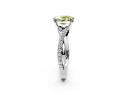 Crossover Engagement Ring Setting for Fancy Yellow Oval Center with Pave and Plain Strands and Prong Head in Platinum