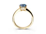 Solitaire Engagement Ring Setting for Fancy Blue Round Cut Center with Channel-Set Accent Band and Prong Head in Yellow Gold