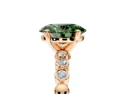 Solitaire Engagement Ring Setting for Fancy Green Oval Center with Bezel-Dot Beaded Band and Prong Head in Rose Gold