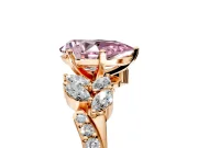 Solitaire Engagement Ring Setting for Fancy Pink Pear-Shaped Center with Marquise Accent Twist Band and Prong Head in Rose Gold