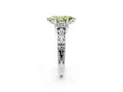 Solitaire Engagement Ring Setting for Fancy Yellow Marquise Center with Filigree Band and Prong Head in White Gold