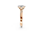 Side Accent Engagement Ring Setting for Pear-Shaped Center with Accent Shoulders and Prong Head in Rose Gold