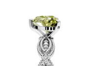 Solitaire Engagement Ring Setting for Fancy Yellow Heart-Shaped Center with Marquise Panel Band and Prong Head in White Gold