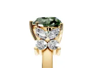 Floral Engagement Ring Setting for Fancy Green Heart-Shaped Center with Marquise Cluster Shoulders and Prong Head in Yellow Gold