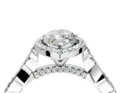 Halo Engagement Ring Setting for Marquise Center with Twist Band and Prong Head in Platinum