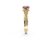 Solitaire Engagement Ring Setting for Fancy Pink Cushion Cut Center with Raised Channel Band and Prong Head in Yellow Gold