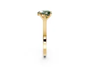 Solitaire Engagement Ring Setting for Fancy Green Heart-Shaped Center with Tapered Shoulders and Prong Head in Yellow Gold