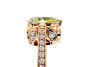 Cathedral Engagement Ring Setting for Fancy Yellow Pear-Shaped Center with Antique-Style Pave Band and Prong Head in Rose Gold