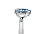 Hidden Halo Engagement Ring Setting for Fancy Blue Pear-Shaped Center with Thin Rounded Band and Prong Head in White Gold