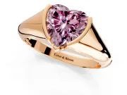 Tension Engagement Ring Setting for Fancy Pink Heart-Shaped Center with Wide Tapered Band and Tension Head in Rose Gold