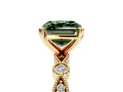 Solitaire Engagement Ring Setting for Fancy Green Asscher Cut Center with Milgrain Bezel Accents and Prong Head in Yellow Gold