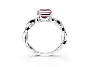 Solitaire Engagement Ring Setting for Fancy Pink Asscher Cut Center with Twisted Pave Band and Prong Head in Sterling Silver