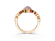 Vintage Station Engagement Ring Setting for Fancy Pink Marquise Center with Accents and Prong Head in Rose Gold