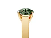 Solitaire Engagement Ring Setting for Fancy Green Round Cut Center with Tapered Split Shoulders and Prong Head in Yellow Gold