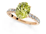 Solitaire Engagement Ring Setting for Fancy Yellow Oval Center with Large Accent Band and Prong Head in Rose Gold