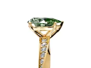 Side Accent Engagement Ring Setting for Fancy Green Pear-Shaped Center with Accent Shoulders and Prong Head in Yellow Gold