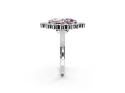Cluster Halo Engagement Ring Setting for Fancy Pink Marquise Center with Milgrain Bezel Accents and Prong Head in Platinum