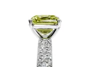 Solitaire Engagement Ring Setting for Fancy Yellow Asscher Cut Center with Domed Multi-Row Pave Band and Prong Head in Sterling Silver
