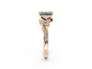 Solitaire Engagement Ring Setting for Emerald Cut Center with Marquise Accent Twist Band and Prong Head in Rose Gold