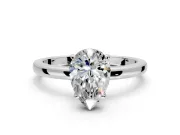 Solitaire Engagement Ring Setting for Pear-Shaped Center with Fine Wire Band and Prong Head in Sterling Silver