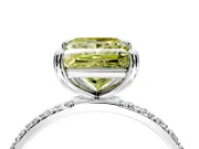 Solitaire Engagement Ring Setting for Fancy Yellow Princess Cut Center with Pave Accents and Prong Head in Platinum