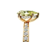 Solitaire Engagement Ring Setting for Fancy Yellow Pear-Shaped Center with Fine Pave Band and Prong Head in Yellow Gold