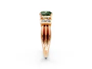 Solitaire Engagement Ring Setting for Fancy Green Cushion Cut Center with Grooved Bar Accent Band and Prong Head in Rose Gold