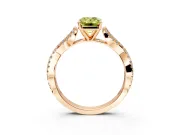 Solitaire Engagement Ring Setting for Fancy Yellow Emerald Cut Center with Twisted Pave Split Shank and Prong Head in Rose Gold