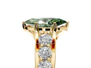 Solitaire Engagement Ring Setting for Fancy Green Marquise Center with Graduated Shared Prongs and Prong Head in Yellow Gold