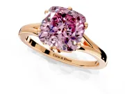 Solitaire Engagement Ring Setting for Fancy Pink Cushion Cut Center with Plain Split Shank and Prong Head in Rose Gold