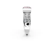 Bezel Engagement Ring Setting for Fancy Pink Princess Cut Center with Wide Channel-Set Band and Bezel Head in Platinum