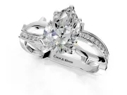 Solitaire Engagement Ring Setting for Pear-Shaped Center with Pave and Plain Crossover Band and Prong Head in Sterling Silver