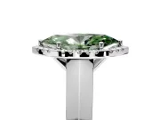 Halo Engagement Ring Setting for Fancy Green Marquise Center with Knife Ridge Cathedral Band and Prong Head in Sterling Silver