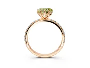 Solitaire Engagement Ring Setting for Fancy Yellow Heart-Shaped Center with Micro Pave Band and Prong Head in Rose Gold