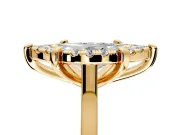 Single Halo Engagement Ring Setting for Marquise Center with Corner Claws, Plain Band and Prong Head in Yellow Gold
