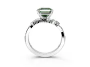 Solitaire Engagement Ring Setting for Fancy Green Asscher Cut Center with Marquise Accent Twist Band and Prong Head in White Gold