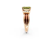 Solitaire Engagement Ring Setting for Fancy Yellow Emerald Cut Center with Grooved Bar Accent Band and Prong Head in Rose Gold