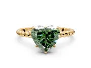 Solitaire Engagement Ring Setting for Fancy Green Heart-Shaped Center with Plain Twisted Rope Band and Prong Head in Yellow Gold