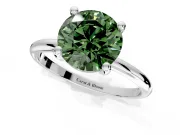 Minimalist Solitaire Engagement Ring Setting for Fancy Green Round Cut Center with Thin Band and Prong Head in Platinum