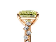 Solitaire Engagement Ring Setting for Fancy Yellow Radiant Cut Center with Trailing Leaf Accent Band and Prong Head in Rose Gold